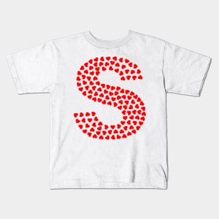 Letter S Heart Shape Initial Kids T-Shirt